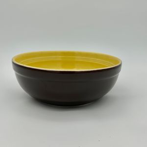 Vintage Yellow and Brown Serving Mixing Bowl Unmarked